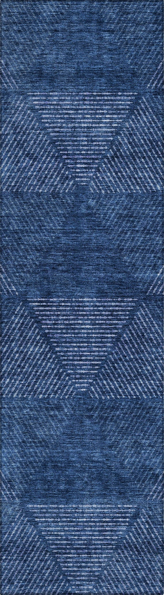 Piper Looms Chantille Geometric ACN777 Navy Machine Washable Area Rug Runner Main Image