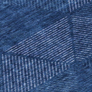 Piper Looms Chantille Geometric ACN777 Navy Machine Washable Area Rug Swatch Image
