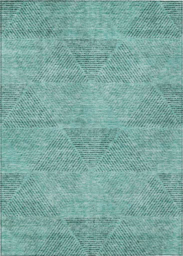 Piper Looms Chantille Geometric ACN777 Teal Machine Washable Area Rug main image