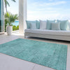 Piper Looms Chantille Geometric ACN777 Teal Machine Washable Area Rug Outdoor Lifestyle Image Feature
