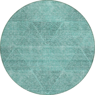Piper Looms Chantille Geometric ACN777 Teal Machine Washable Area Rug Round Main Image