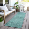 Piper Looms Chantille Geometric ACN777 Teal Machine Washable Area Rug Runner Outdoor Lifestyle Image Feature