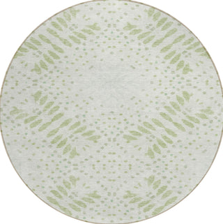 Piper Looms Chantille Floral ACN778 Aloe Machine Washable Area Rug Round Main Image