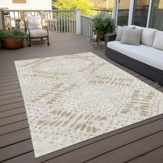Piper Looms Chantille Floral ACN778 Beige Machine Washable Area Rug Outdoor Lifestyle Image Feature