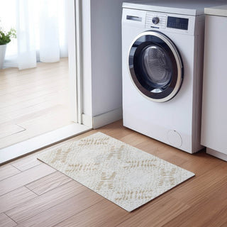 Piper Looms Chantille Floral ACN778 Beige Machine Washable Area Rug Scatter Lifestyle Image Feature