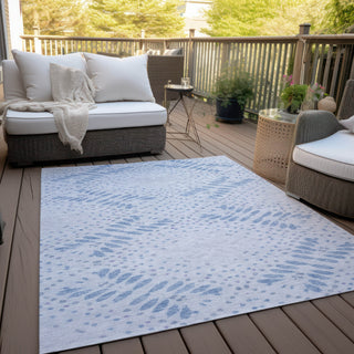 Piper Looms Chantille Floral ACN778 Blue Machine Washable Area Rug Outdoor Lifestyle Image Feature