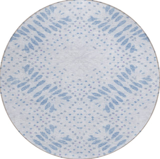 Piper Looms Chantille Floral ACN778 Blue Machine Washable Area Rug Round Main Image