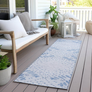 Piper Looms Chantille Floral ACN778 Blue Machine Washable Area Rug Runner Outdoor Lifestyle Image Feature