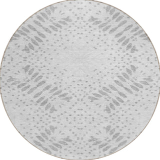 Piper Looms Chantille Floral ACN778 Gray Machine Washable Area Rug Round Main Image