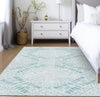 Piper Looms Chantille Floral ACN778 Teal Machine Washable Area Rug Lifestyle Image Feature