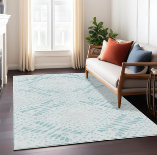 Piper Looms Chantille Floral ACN778 Teal Machine Washable Area Rug Lifestyle Image Feature