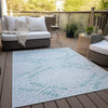Piper Looms Chantille Floral ACN778 Teal Machine Washable Area Rug Outdoor Lifestyle Image Feature