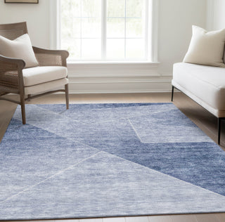 Piper Looms Chantille Modern ACN779 Blue Machine Washable Area Rug Lifestyle Image Feature