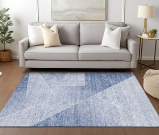 Piper Looms Chantille Modern ACN779 Blue Machine Washable Area Rug Lifestyle Image Feature