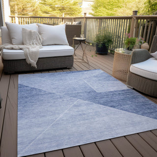 Piper Looms Chantille Modern ACN779 Blue Machine Washable Area Rug Outdoor Lifestyle Image Feature