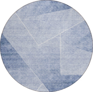 Piper Looms Chantille Modern ACN779 Blue Machine Washable Area Rug Round Main Image