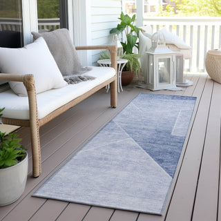 Piper Looms Chantille Modern ACN779 Blue Machine Washable Area Rug Runner Outdoor Lifestyle Image Feature
