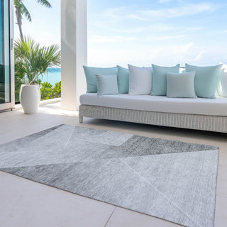 Piper Looms Chantille Modern ACN779 Gray Machine Washable Area Rug Outdoor Lifestyle Image Feature