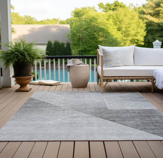 Piper Looms Chantille Modern ACN779 Gray Machine Washable Area Rug Outdoor Lifestyle Image Feature