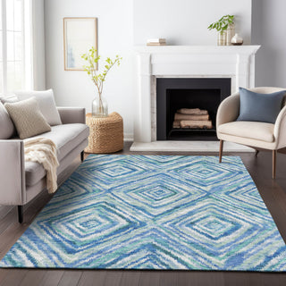 Piper Looms Chantille Diamonds ACN780 Blue Machine Washable Area Rug Lifestyle Image Feature