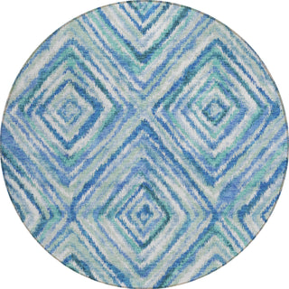 Piper Looms Chantille Diamonds ACN780 Blue Machine Washable Area Rug Round Main Image