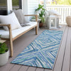 Piper Looms Chantille Diamonds ACN780 Blue Machine Washable Area Rug Runner Outdoor Lifestyle Image Feature