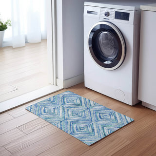 Piper Looms Chantille Diamonds ACN780 Blue Machine Washable Area Rug Scatter Lifestyle Image Feature