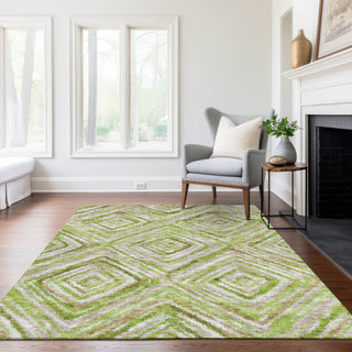 Piper Looms Chantille Diamonds ACN780 Green Machine Washable Area Rug Lifestyle Image Feature