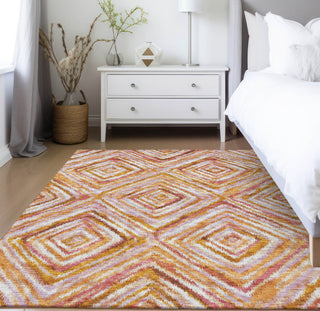 Piper Looms Chantille Diamonds ACN780 Orange Machine Washable Area Rug Lifestyle Image Feature