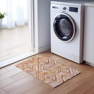 Piper Looms Chantille Diamonds ACN780 Orange Machine Washable Area Rug Scatter Lifestyle Image Feature