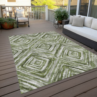 Piper Looms Chantille Diamonds ACN781 Aloe Machine Washable Area Rug Outdoor Lifestyle Image Feature