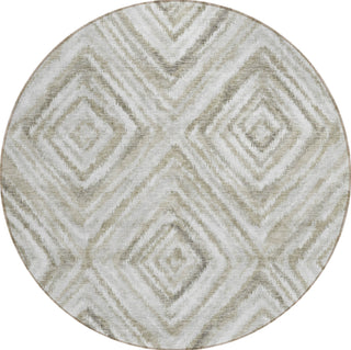 Piper Looms Chantille Diamonds ACN781 Beige Machine Washable Area Rug Round Main Image