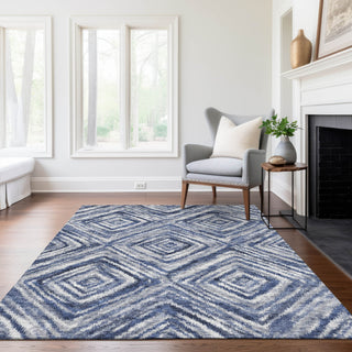 Piper Looms Chantille Diamonds ACN781 Blue Machine Washable Area Rug Lifestyle Image Feature