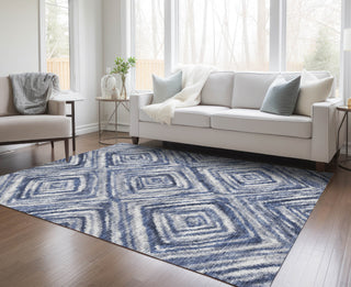 Piper Looms Chantille Diamonds ACN781 Blue Machine Washable Area Rug Lifestyle Image Feature