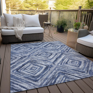 Piper Looms Chantille Diamonds ACN781 Blue Machine Washable Area Rug Outdoor Lifestyle Image Feature