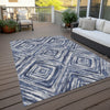 Piper Looms Chantille Diamonds ACN781 Blue Machine Washable Area Rug Outdoor Lifestyle Image Feature