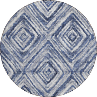 Piper Looms Chantille Diamonds ACN781 Blue Machine Washable Area Rug Round Main Image