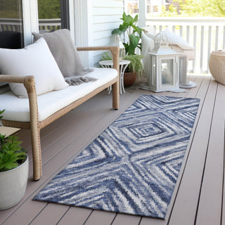 Piper Looms Chantille Diamonds ACN781 Blue Machine Washable Area Rug Runner Outdoor Lifestyle Image Feature