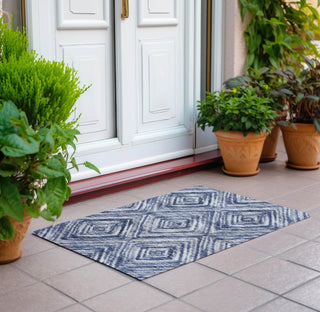 Piper Looms Chantille Diamonds ACN781 Blue Machine Washable Area Rug Scatter Outdoor Lifestyle Image Feature