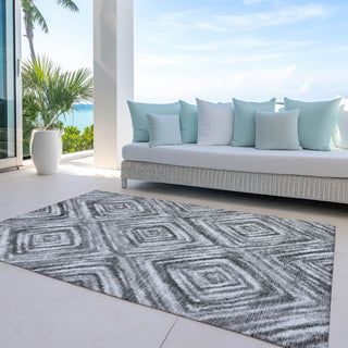 Piper Looms Chantille Diamonds ACN781 Gray Machine Washable Area Rug Outdoor Lifestyle Image Feature