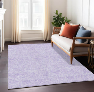 Piper Looms Chantille Floral ACN782 Lilac Machine Washable Area Rug Lifestyle Image Feature