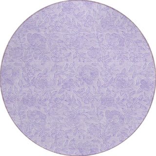Piper Looms Chantille Floral ACN782 Lilac Machine Washable Area Rug Round Main Image