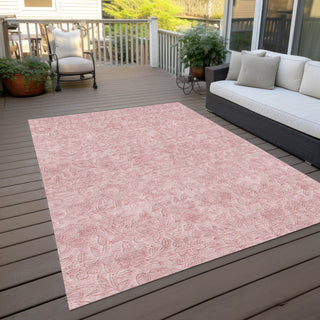 Piper Looms Chantille Floral ACN782 Pink Machine Washable Area Rug Outdoor Lifestyle Image Feature