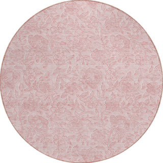 Piper Looms Chantille Floral ACN782 Pink Machine Washable Area Rug Round Main Image