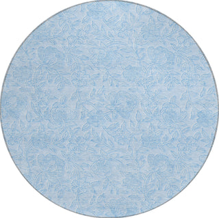 Piper Looms Chantille Floral ACN782 Sky Machine Washable Area Rug Round Main Image