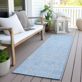 Piper Looms Chantille Floral ACN782 Sky Machine Washable Area Rug Runner Outdoor Lifestyle Image Feature