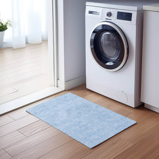 Piper Looms Chantille Floral ACN782 Sky Machine Washable Area Rug Scatter Lifestyle Image Feature