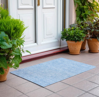 Piper Looms Chantille Floral ACN782 Sky Machine Washable Area Rug Scatter Outdoor Lifestyle Image Feature