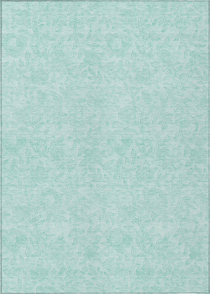 Piper Looms Chantille Floral ACN782 Teal Machine Washable Area Rug main image