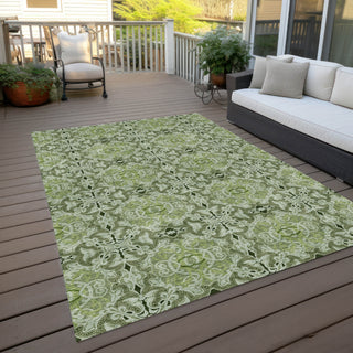 Piper Looms Chantille Medallions ACN783 Aloe Machine Washable Area Rug Outdoor Lifestyle Image Feature